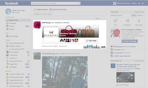 Page Likes một trong các loại quảng cáo Facebook giúp phát triển Page nhanh 